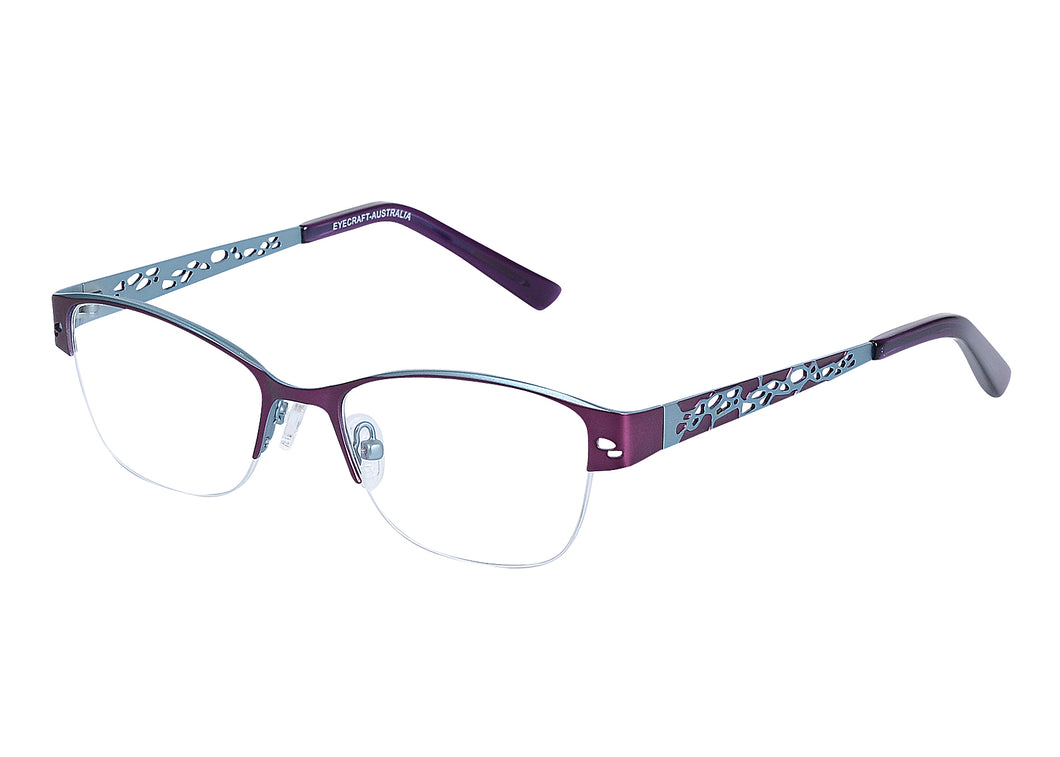 Eyecraft Clara women's aqua purple glass frames