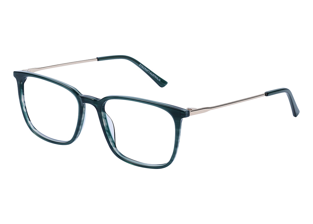 Eyecraft Pretender men's green stripe glass frames